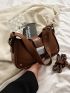 Studded Decor Hobo Bag Small Brown