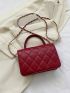 Mini Square Bag Quilted Detail Twist Lock Top Handle Flap Chain PU