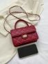 Mini Square Bag Quilted Detail Twist Lock Top Handle Flap Chain PU