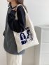 Small Shopper Bag Letter & Figure Graphic Preppy