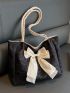 Medium Shoulder Tote Bag Ruched Detail Bow Decor