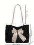 Medium Shoulder Tote Bag Ruched Detail Bow Decor