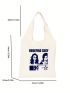 Small Shopper Bag Letter & Figure Graphic Preppy