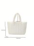 Small Shoulder Tote Bag White Quilted Polyester