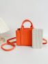 Mini Square Bag Letter Embossed Neon Orange Funky