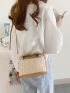 Two Tone Push Lock Straw Bag