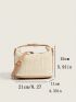 Two Tone Push Lock Straw Bag