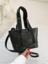 Mini Satchel Bag Crocodile Embossed Double Handle