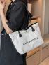 Medium Tote Bag Letter Print Double Handle