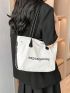 Medium Tote Bag Letter Print Double Handle