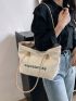 Medium Tote Bag Letter Print Double Handle