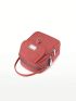 Mini Square Bag Metal Decor Solid Color