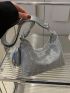 Rhinestone Decor Hobo Bag With Coin Purse