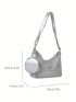 Rhinestone Decor Hobo Bag With Coin Purse