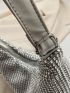 Rhinestone Decor Hobo Bag With Coin Purse