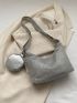 Rhinestone Decor Hobo Bag With Coin Purse