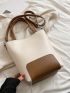 Medium Bucket Bag Two Tone Double Handle