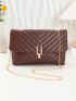 Chevron Pattern Envelope Bag Metal Decor Chain Strap For Daily