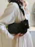 Black Hobo Bag Chevron Pattern Top Handle With Coin Purse