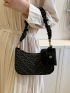 Black Hobo Bag Chevron Pattern Top Handle With Coin Purse