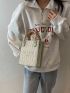 Mini Straw Bag Letter Embroidery Double Handle For Vacation