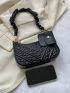 Black Hobo Bag Chevron Pattern Top Handle With Coin Purse