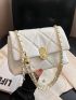 Small Square Bag Quilted Chain Strap For Daily