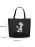 Large Shopper Bag Figure Pattern Double Handle For Daily