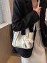 Medium Bucket Bag Litchi Embossed Double Handle For Daily