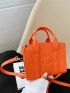 Mini Square Bag Litchi Embossed Double Handle