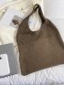 Medium Crochet Bag Brown Hollow Out Double Handle For Vacation