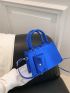 Crocodile Embossed Square Bag Blue Double Handle With Coin Purse