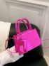Crocodile Embossed Square Bag Hot Pink Double Handle With Coin Purse