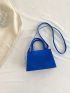 Crocodile Embossed Square Bag Blue Double Handle With Coin Purse