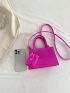 Crocodile Embossed Square Bag Hot Pink Double Handle With Coin Purse