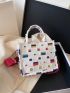 Mini Square Bag Color Block Ripped Double Handle With Zipper