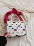 Mini Square Bag Color Block Ripped Double Handle With Zipper