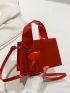 Top Handle Square Bag Zipper With Coin Purse Metallic PU Funky