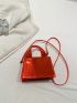 Top Handle Square Bag Zipper With Coin Purse Metallic PU Funky