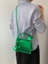 Top Handle Square Bag Zipper With Coin Purse Metallic PU Funky