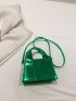 Top Handle Square Bag Zipper With Coin Purse Metallic PU Funky