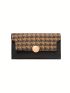 Fold Over Long Wallet Houndstooth Pattern PU