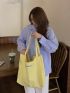 Letter Embroidered Shopper Bag Plain Top Handle, Large Capacity Tote Bag For Work And Travel