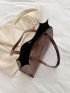 Coffee Brown Shoulder Tote Bag Crocodile Embossed Double Handle PU