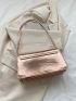 Small Square Bag Metallic Rose Gold Flap PU