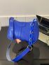 Mini Hobo Bag Blue Crocodile Embossed Zipper PU