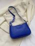 Mini Hobo Bag Blue Crocodile Embossed Zipper PU