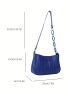 Mini Hobo Bag Blue Crocodile Embossed Zipper PU