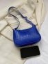 Mini Hobo Bag Blue Crocodile Embossed Zipper PU