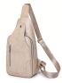 Mini Fanny Pack Beige Adjustable-strap PU